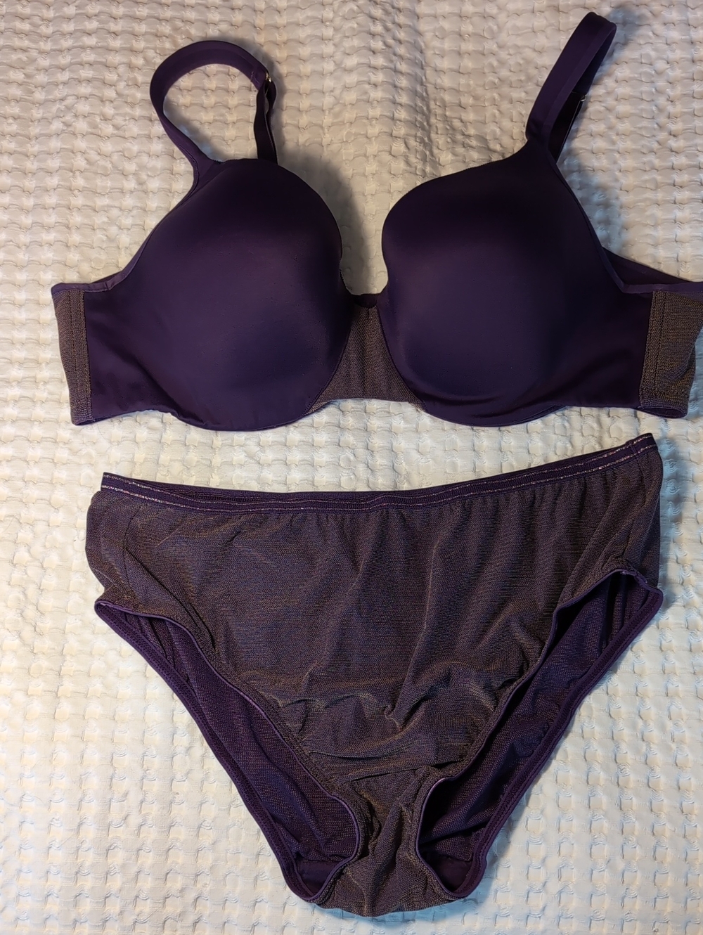 Deesse Lingerie Purple Bra and Bikini Brief Set